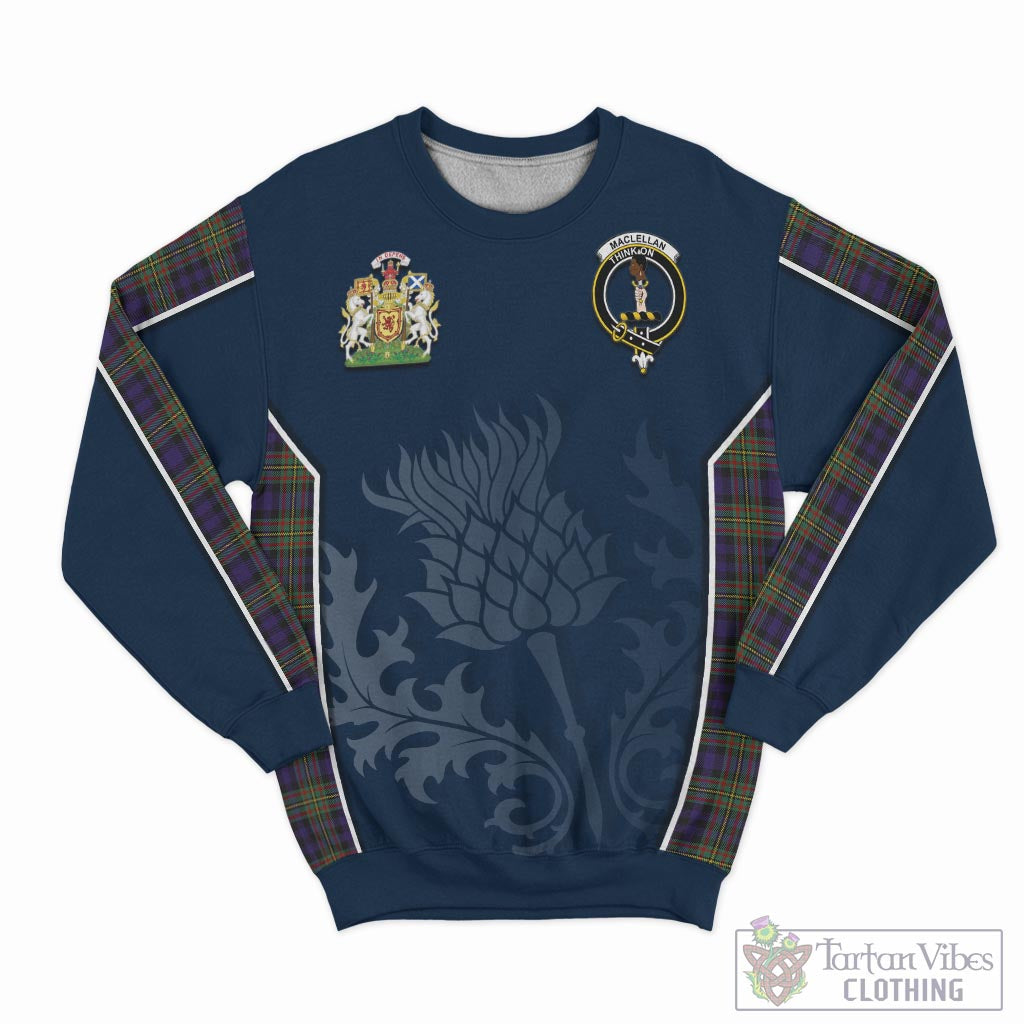 Tartan Vibes Clothing MacLellan Tartan Sweatshirt with Family Crest and Scottish Thistle Vibes Sport Style