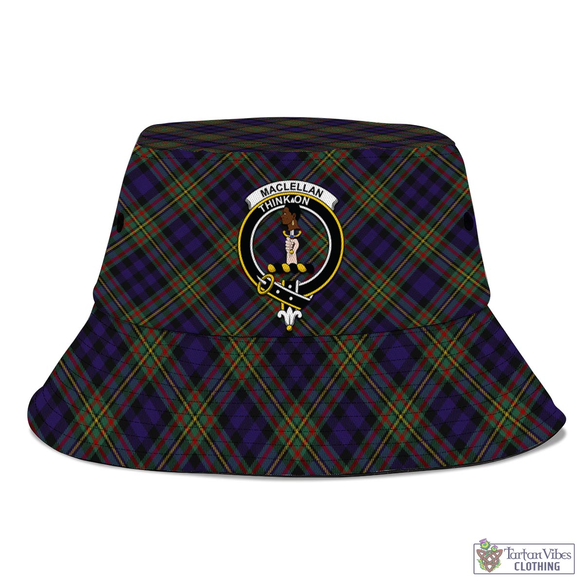 Tartan Vibes Clothing MacLellan Tartan Bucket Hat with Family Crest