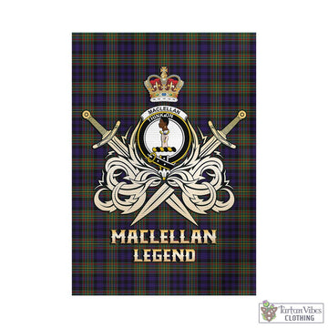 MacLellan (McLellan) Tartan Garden Flag with Clan Crest and the Golden Sword of Courageous Legacy
