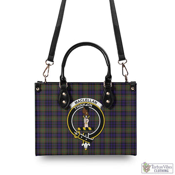 Tartan Vibes Clothing MacLellan Tartan Luxury Leather Handbags with Family Crest
