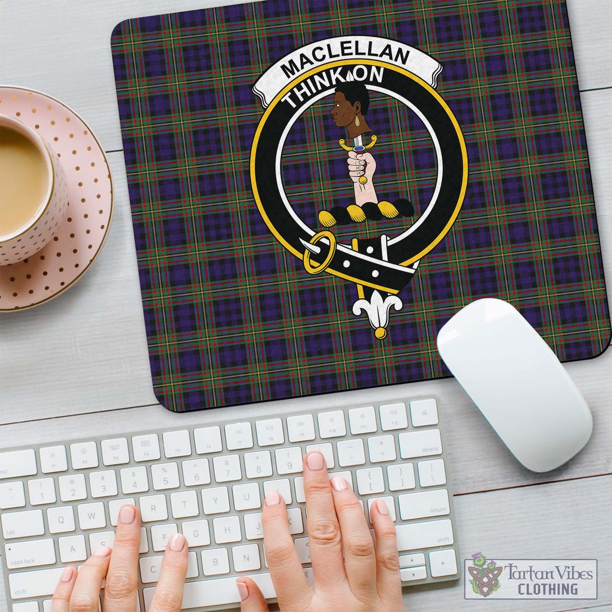 Tartan Vibes Clothing MacLellan Tartan Mouse Pad with Family Crest