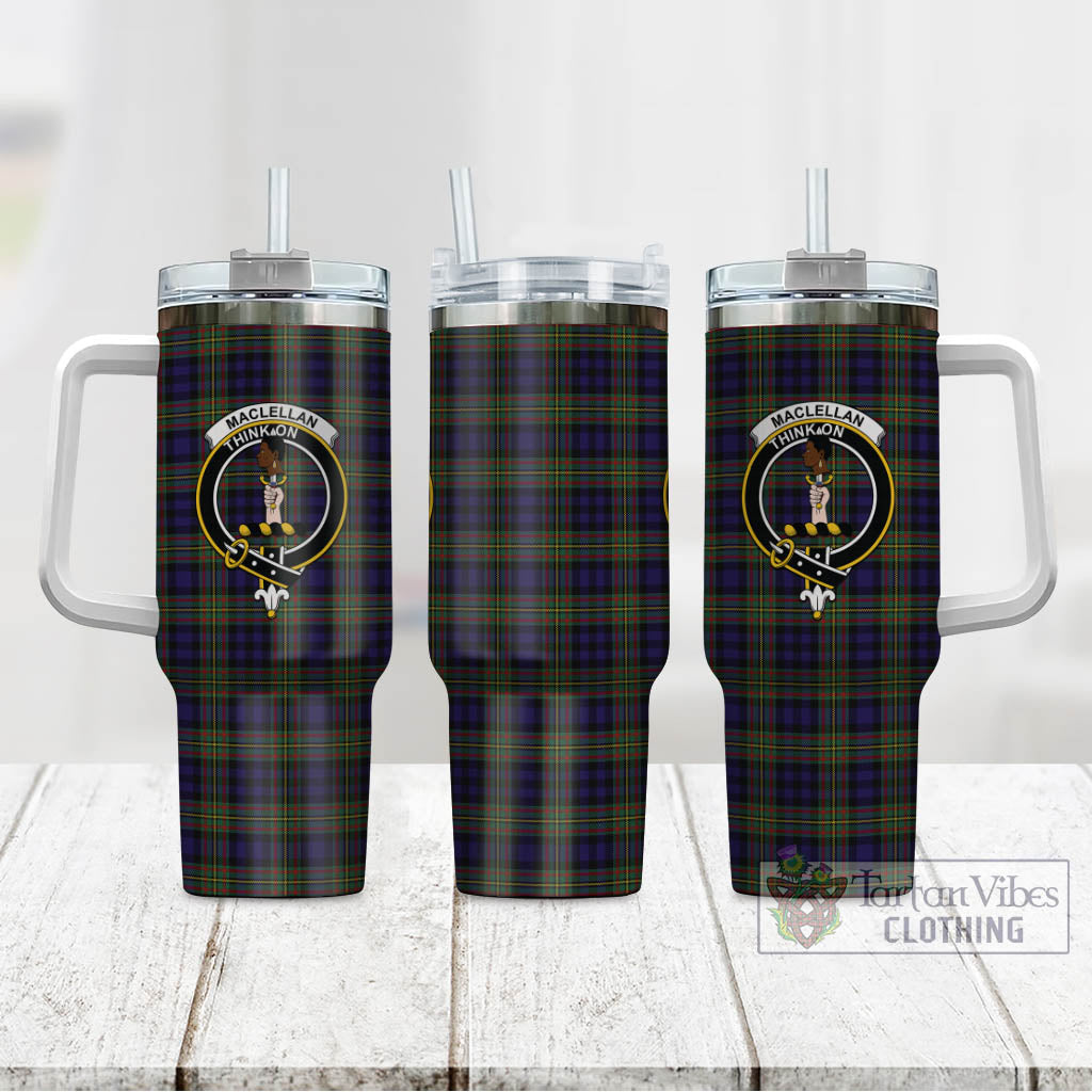 Tartan Vibes Clothing MacLellan Tartan and Family Crest Tumbler with Handle