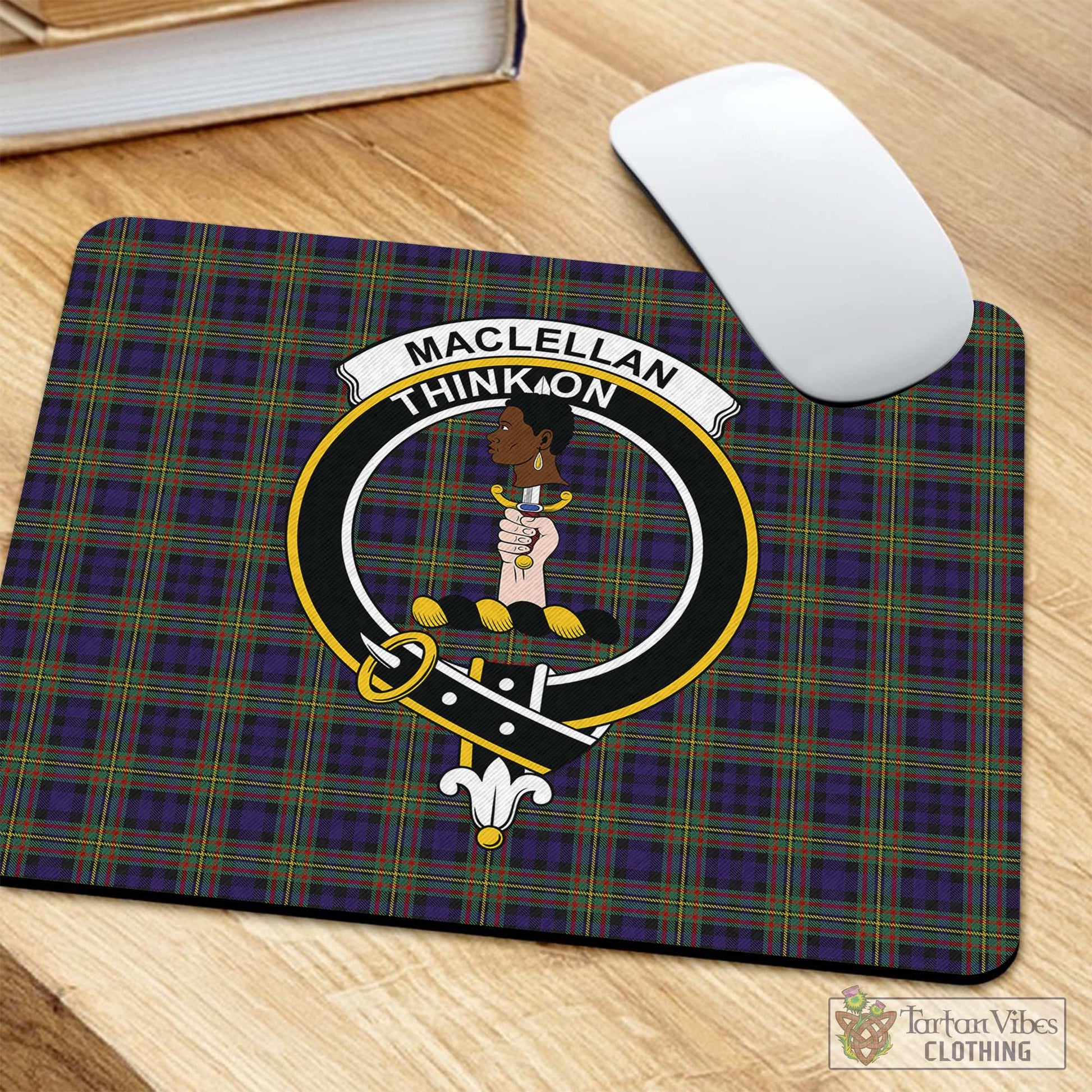 Tartan Vibes Clothing MacLellan Tartan Mouse Pad with Family Crest