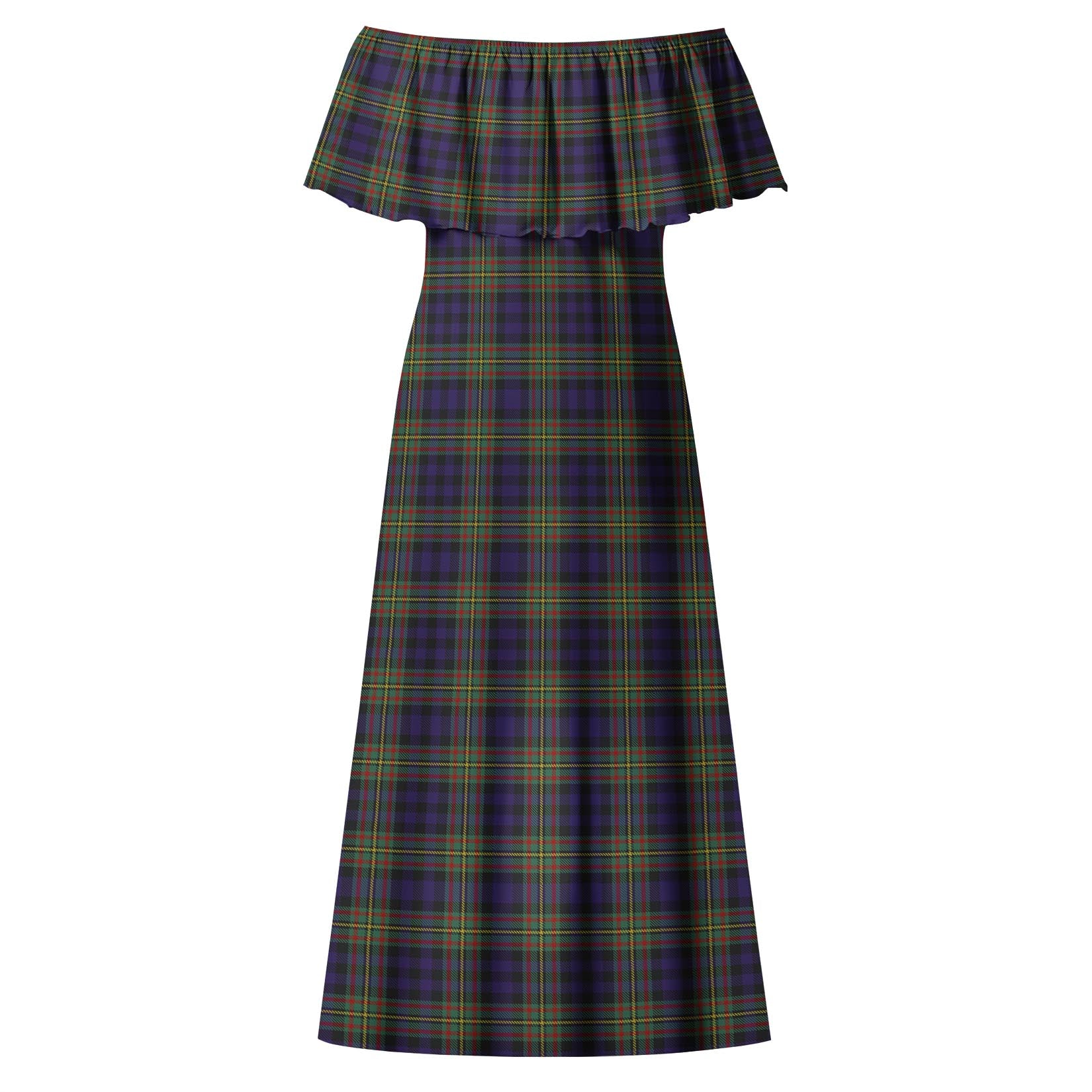 MacLellan Tartan Off Shoulder Long Dress - Tartanvibesclothing
