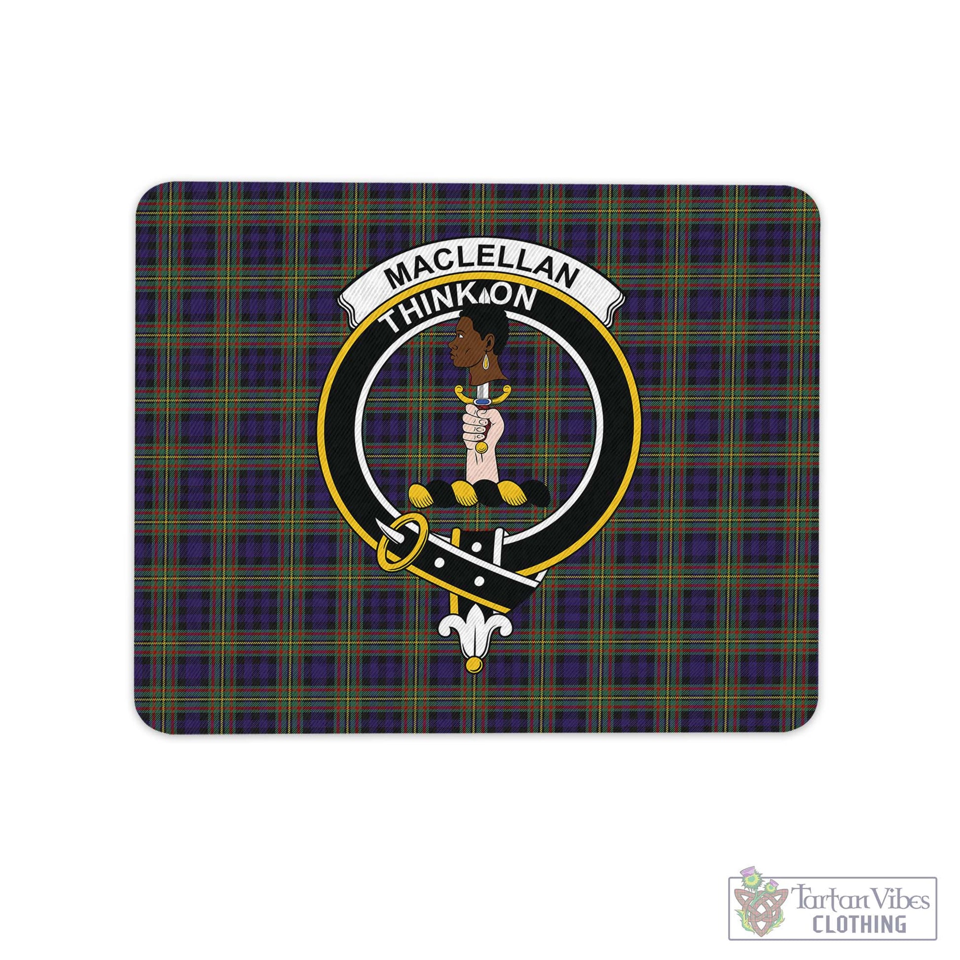 Tartan Vibes Clothing MacLellan Tartan Mouse Pad with Family Crest