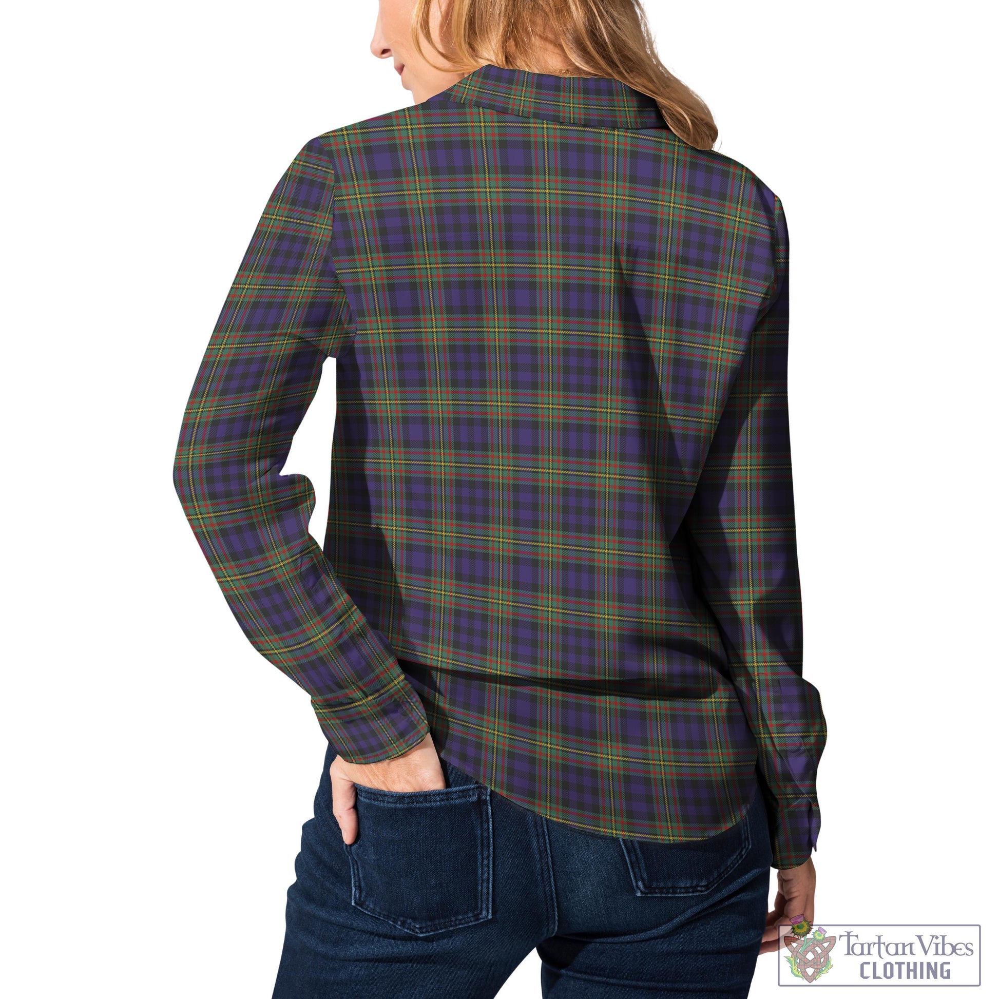Tartan Vibes Clothing MacLellan Tartan Womens Casual Shirt with Family Crest