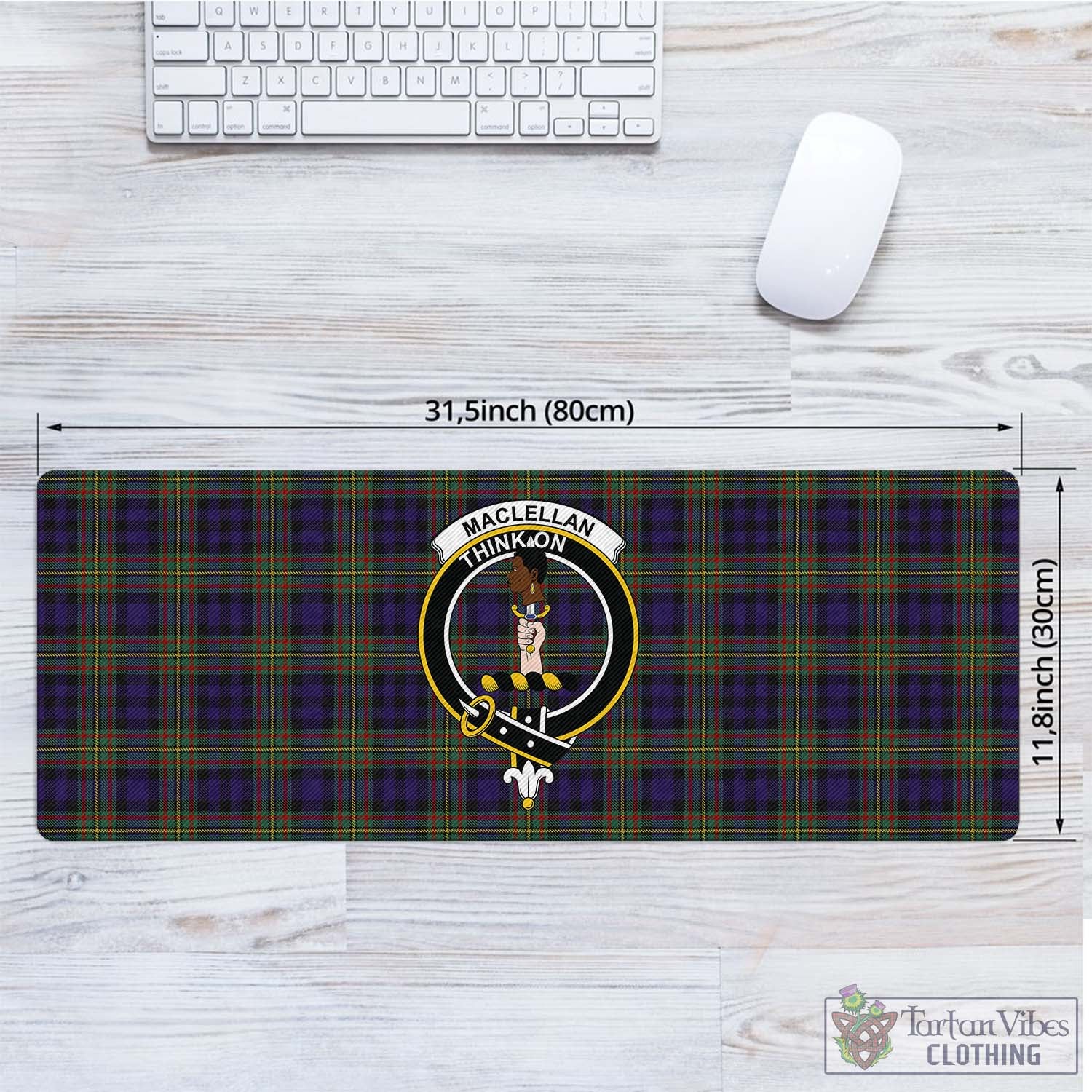 Tartan Vibes Clothing MacLellan Tartan Mouse Pad with Family Crest