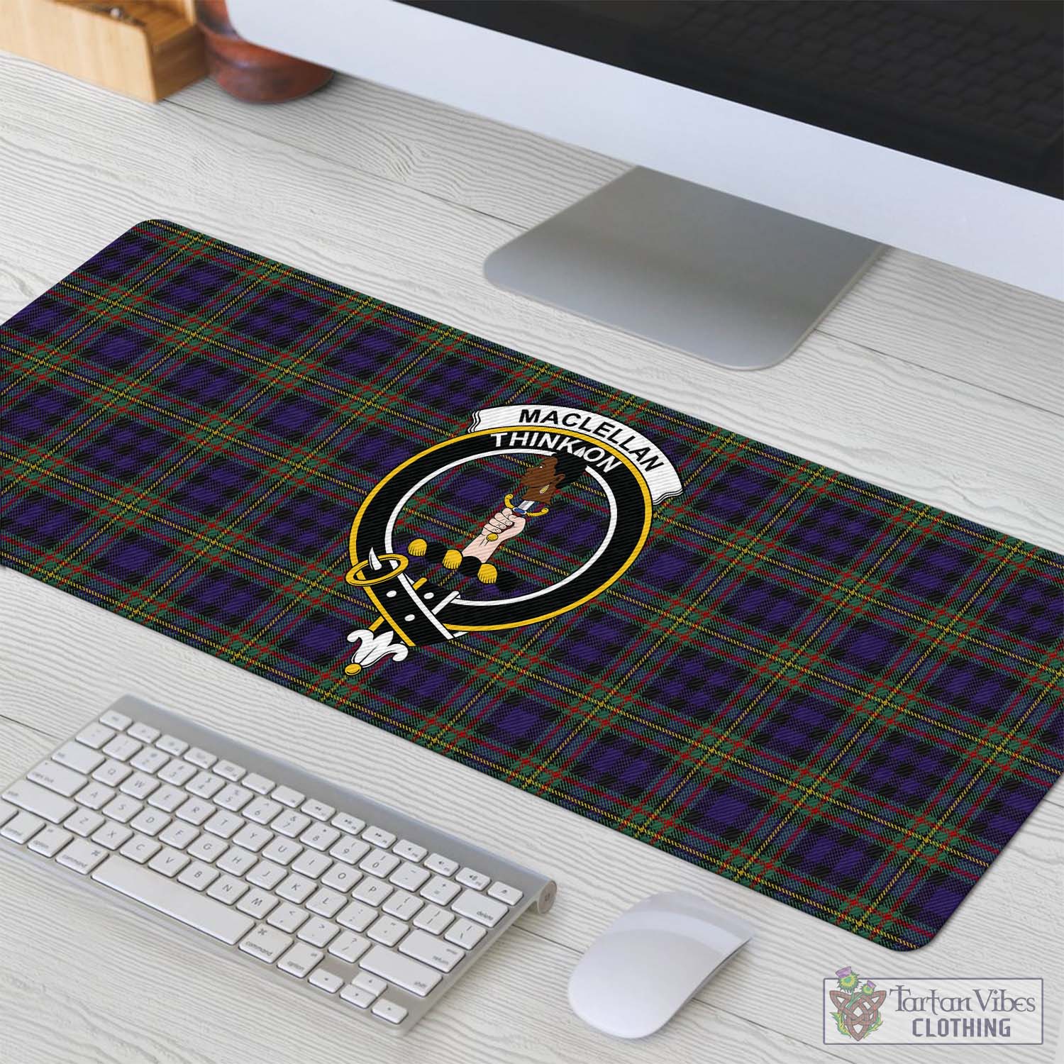 Tartan Vibes Clothing MacLellan Tartan Mouse Pad with Family Crest