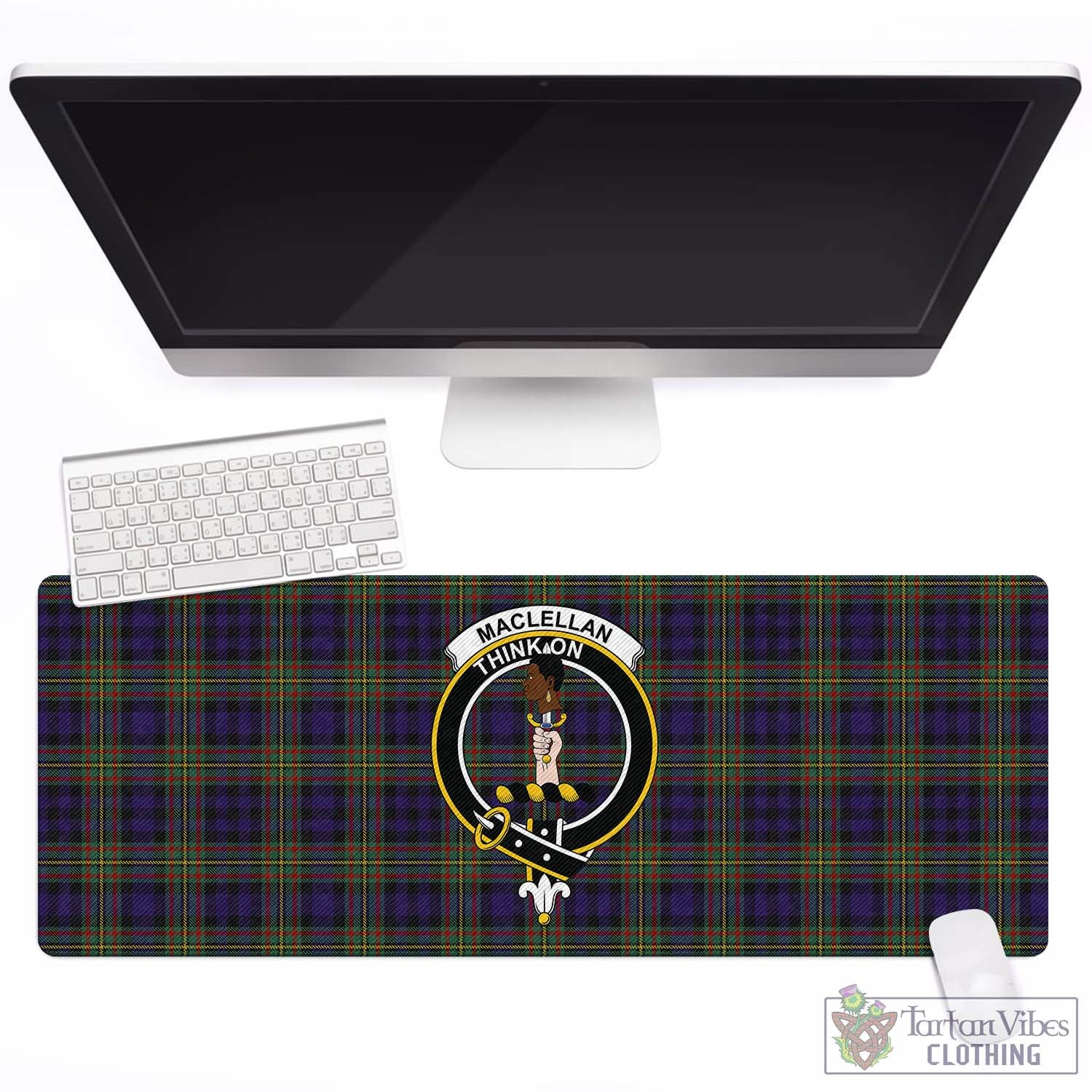 Tartan Vibes Clothing MacLellan Tartan Mouse Pad with Family Crest