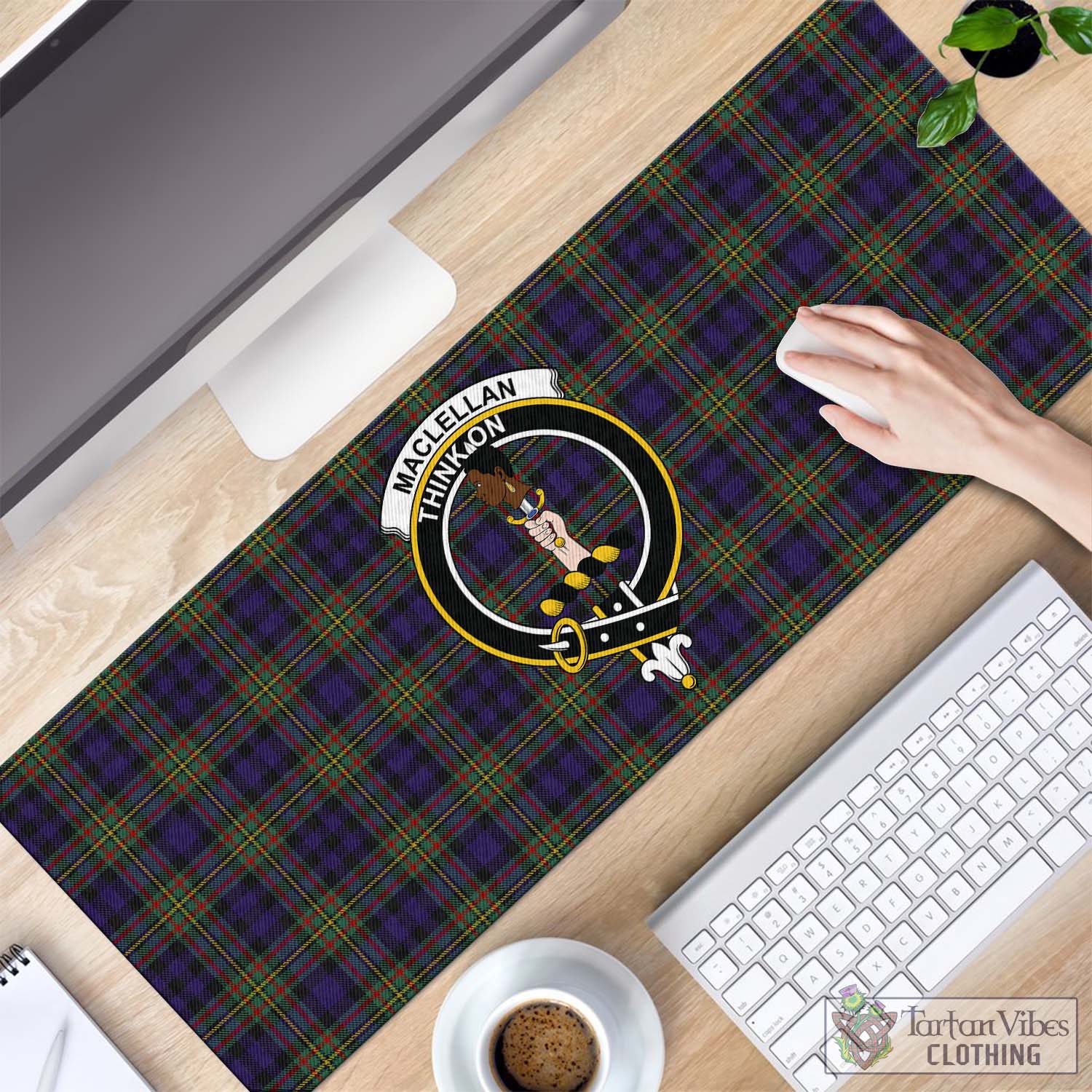 Tartan Vibes Clothing MacLellan Tartan Mouse Pad with Family Crest