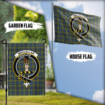 MacLellan Ancient Tartan Flag with Family Crest
