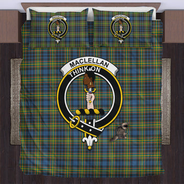 MacLellan Ancient Tartan Bedding Set with Family Crest