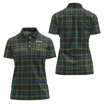 MacLellan Ancient Tartan Polo Shirt with Family Crest For Women