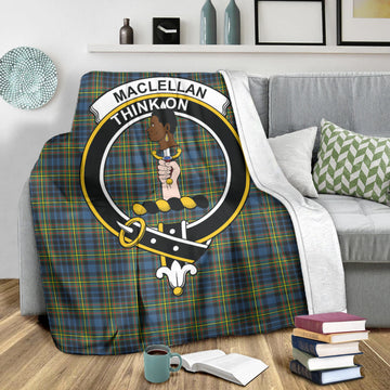MacLellan Ancient Tartan Blanket with Family Crest