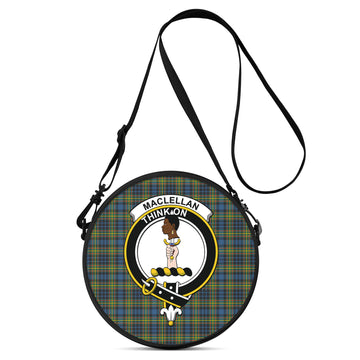 MacLellan Ancient Tartan Round Satchel Bags with Family Crest
