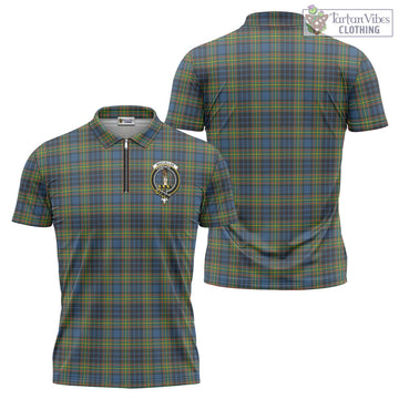MacLellan Ancient Tartan Zipper Polo Shirt with Family Crest