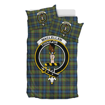 MacLellan Ancient Tartan Bedding Set with Family Crest
