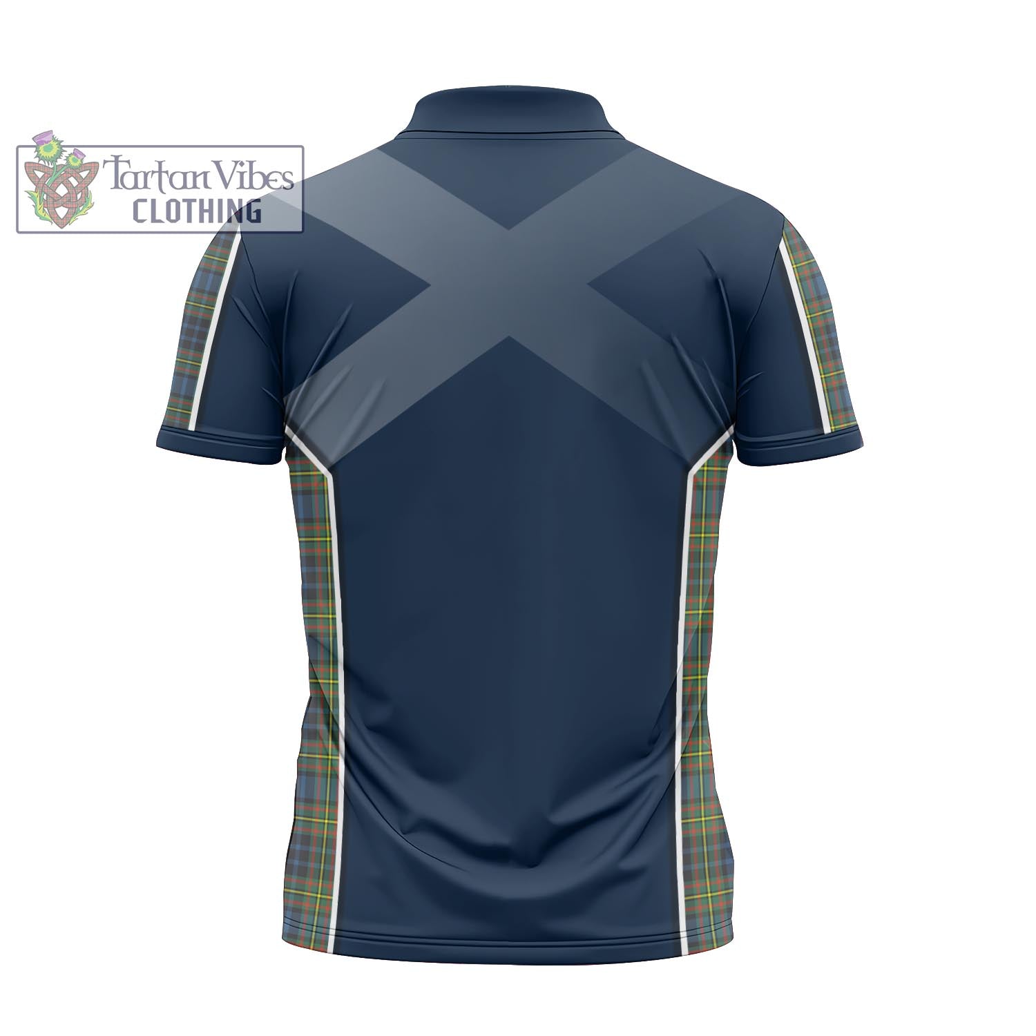 Tartan Vibes Clothing MacLellan Ancient Tartan Zipper Polo Shirt with Family Crest and Scottish Thistle Vibes Sport Style