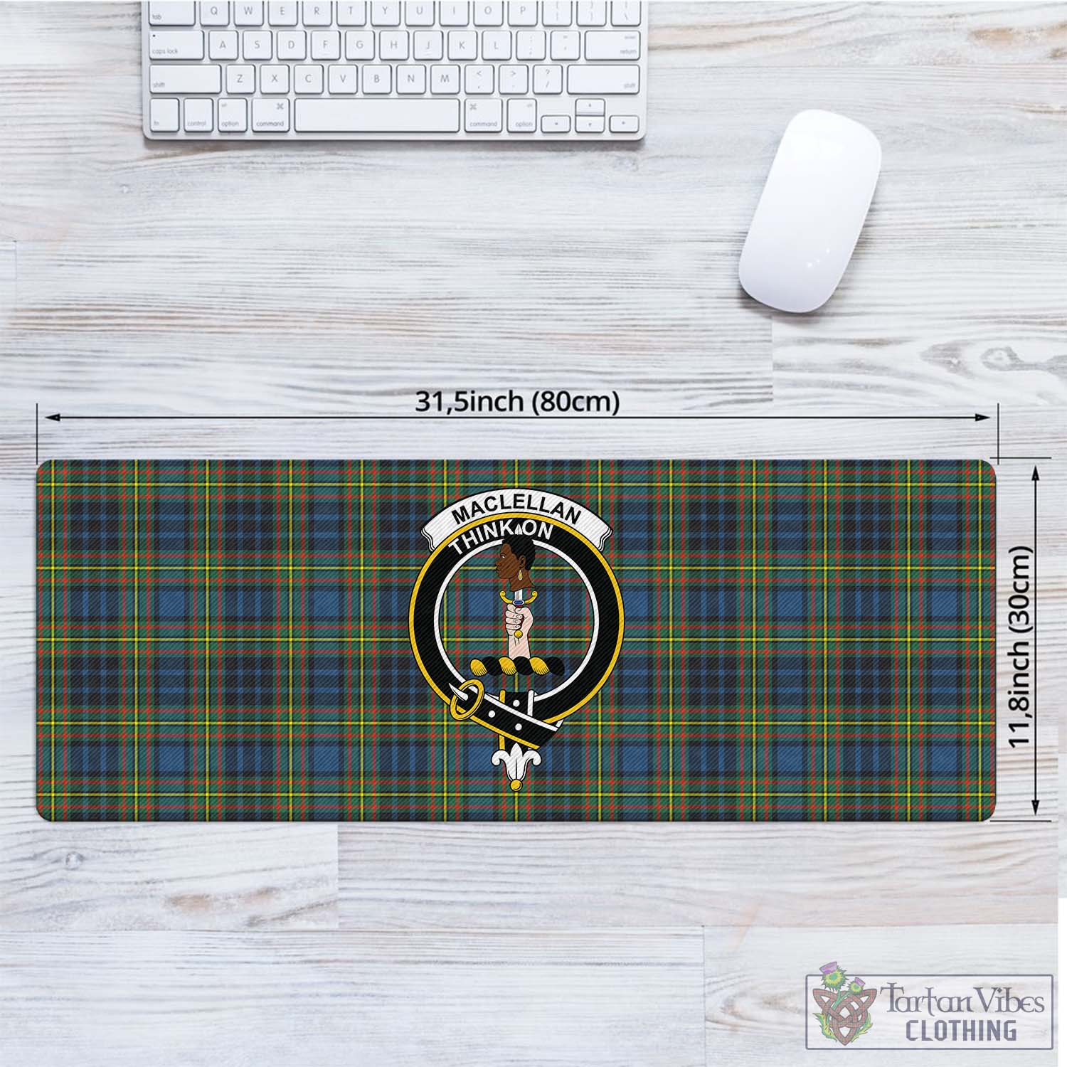 Tartan Vibes Clothing MacLellan Ancient Tartan Mouse Pad with Family Crest