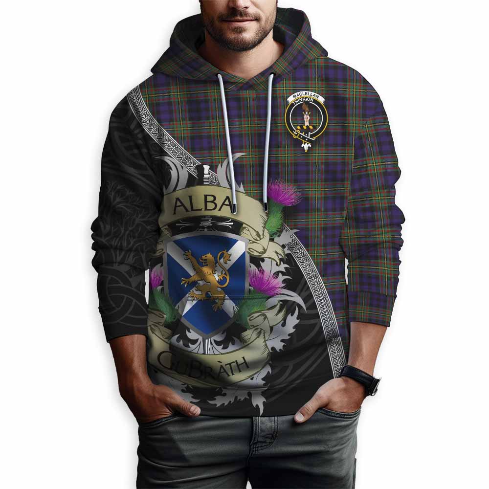 Tartan Vibes Clothing MacLellan (McLellan) Tartan Family Crest Hoodie Lion Rampant Royal Thistle Shield Celtic Inspired