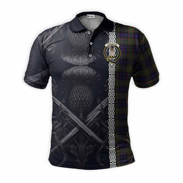 MacLellan (McLellan) Tartan Polo Shirt with Family Crest Cross Sword Thistle Celtic Vibes