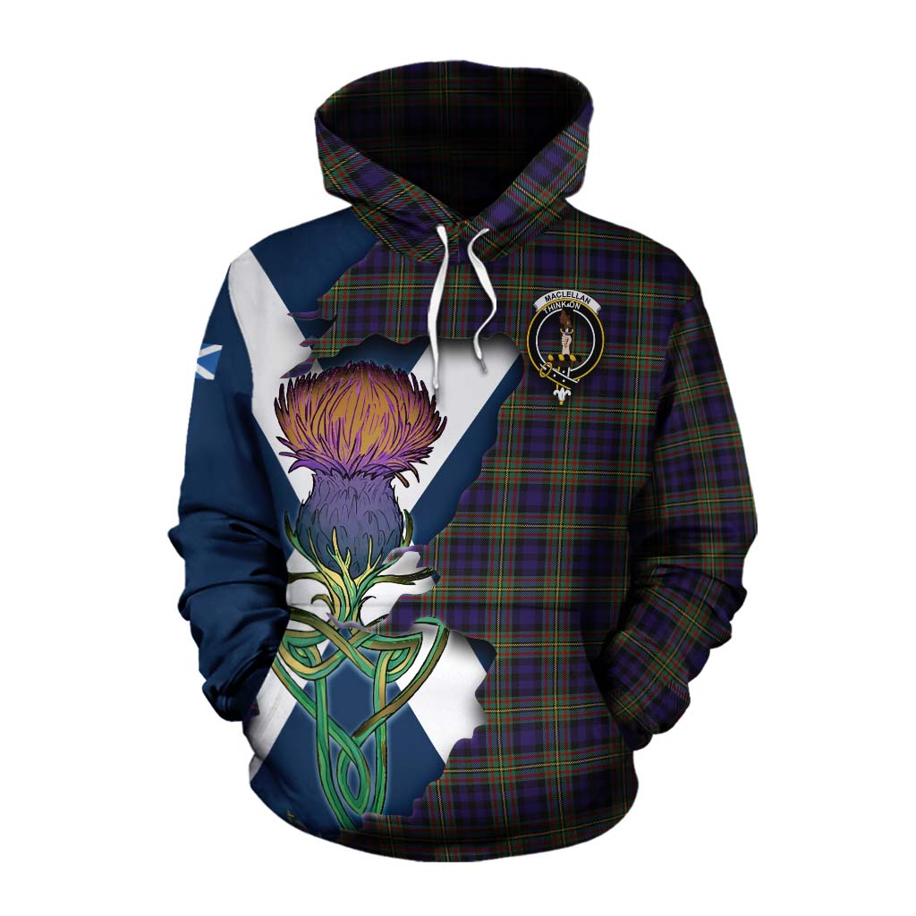 Tartan Vibes Clothing MacLellan (McLellan) Tartan Family Crest Cotton Hoodie Scottish Thistle Celtic Inspired