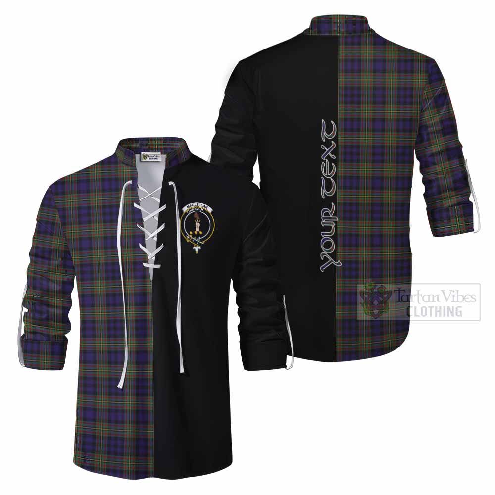 Tartan Vibes Clothing MacLellan (McLellan) Tartan Ghillie Kilt Shirt with Family Crest and Half Of Me Style
