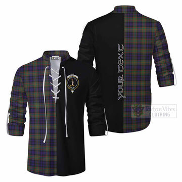 Tartan Vibes Clothing MacLellan (McLellan) Tartan Ghillie Kilt Shirt with Family Crest and Half Of Me Style