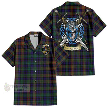 MacLellan (McLellan) Tartan Hawaiian Shirt with Family Crest Celtic Skull Style