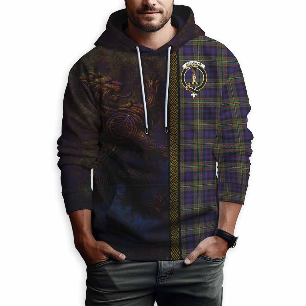 Tartan Vibes Clothing MacLellan (McLellan) Tartan Family Crest Hoodie Alba Gu Brath Be Brave Lion Ancient Style