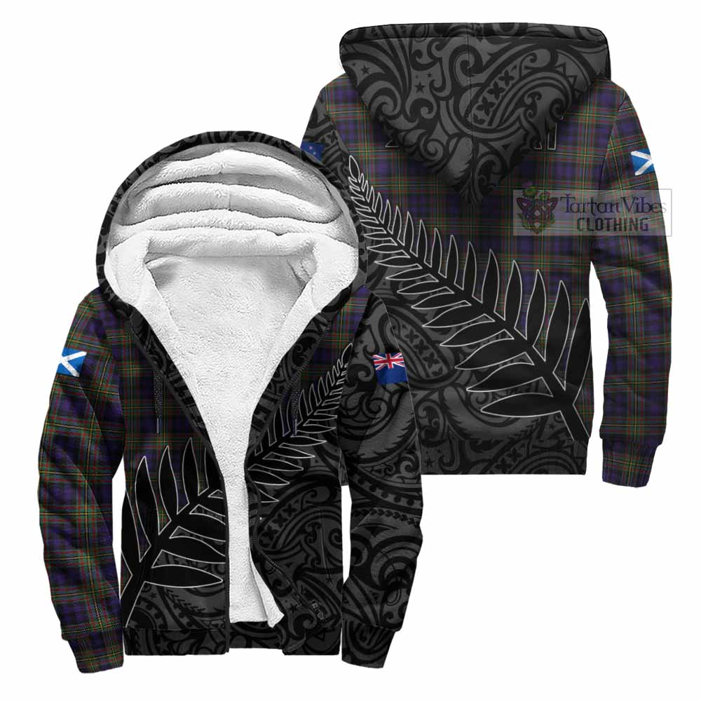 Tartan Vibes Clothing MacLellan (McLellan) Crest Tartan Sherpa Hoodie with New Zealand Silver Fern Half Style