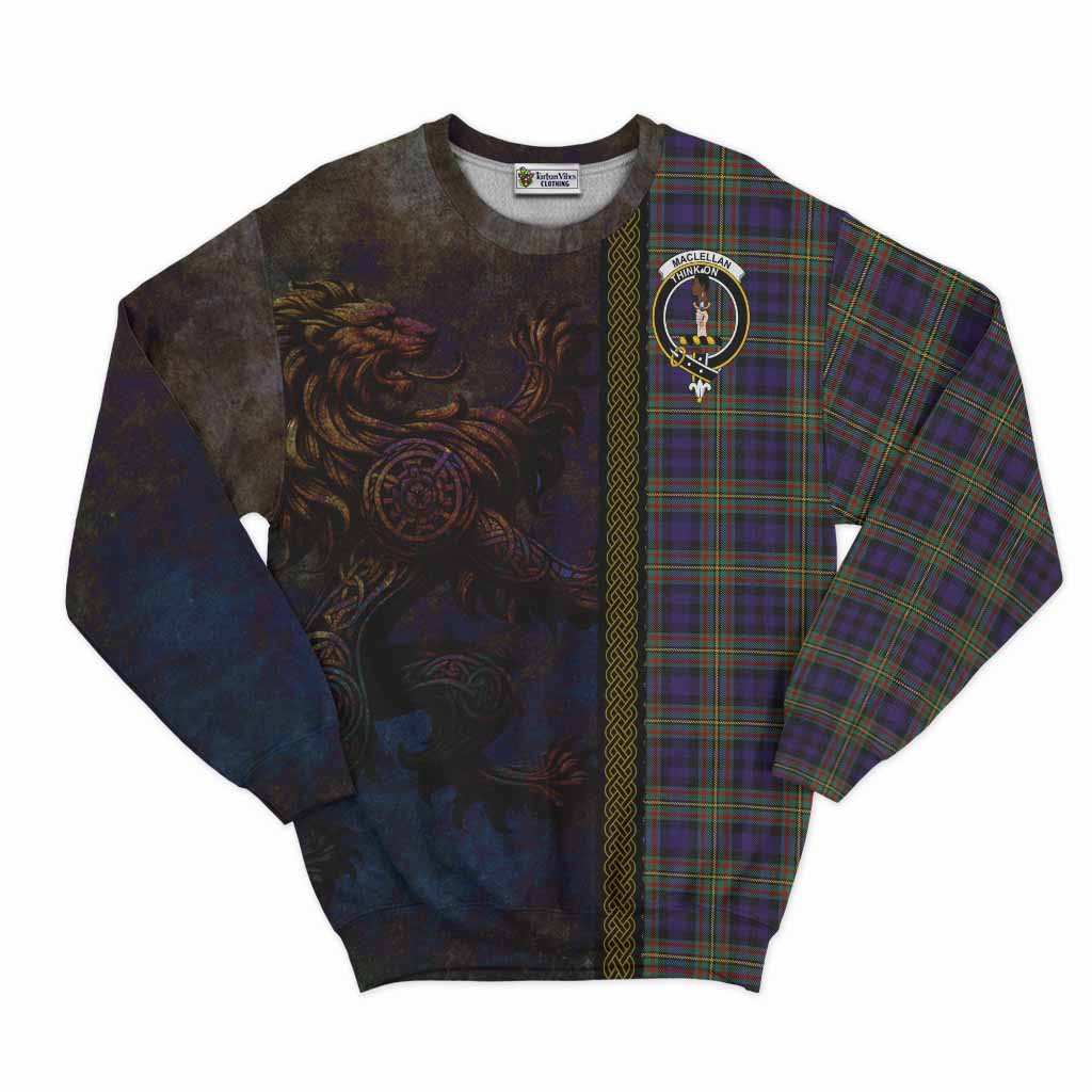 Tartan Vibes Clothing MacLellan (McLellan) Tartan Family Crest Sweatshirt Alba Gu Brath Be Brave Lion Ancient Style