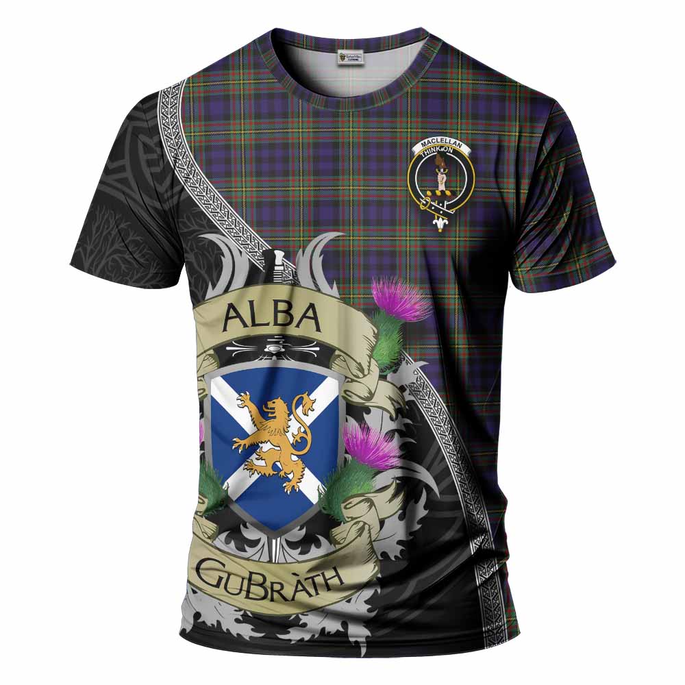 Tartan Vibes Clothing MacLellan (McLellan) Tartan Family Crest T-Shirt Lion Rampant Royal Thistle Shield Celtic Inspired