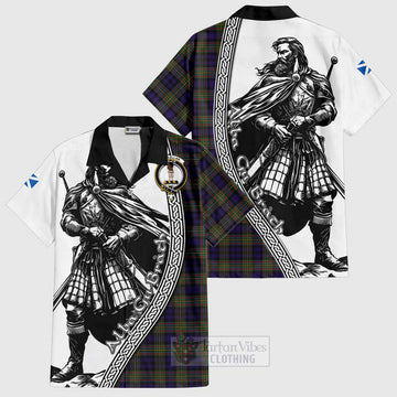 MacLellan (McLellan) Tartan Clan Crest Hawaiian Shirt with Highlander Warrior Celtic Style