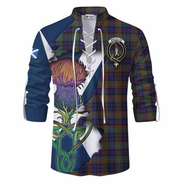 Tartan Vibes Clothing MacLellan (McLellan) Tartan Family Crest Ghillie Kilt Shirt Scottish Thistle Celtic Inspired