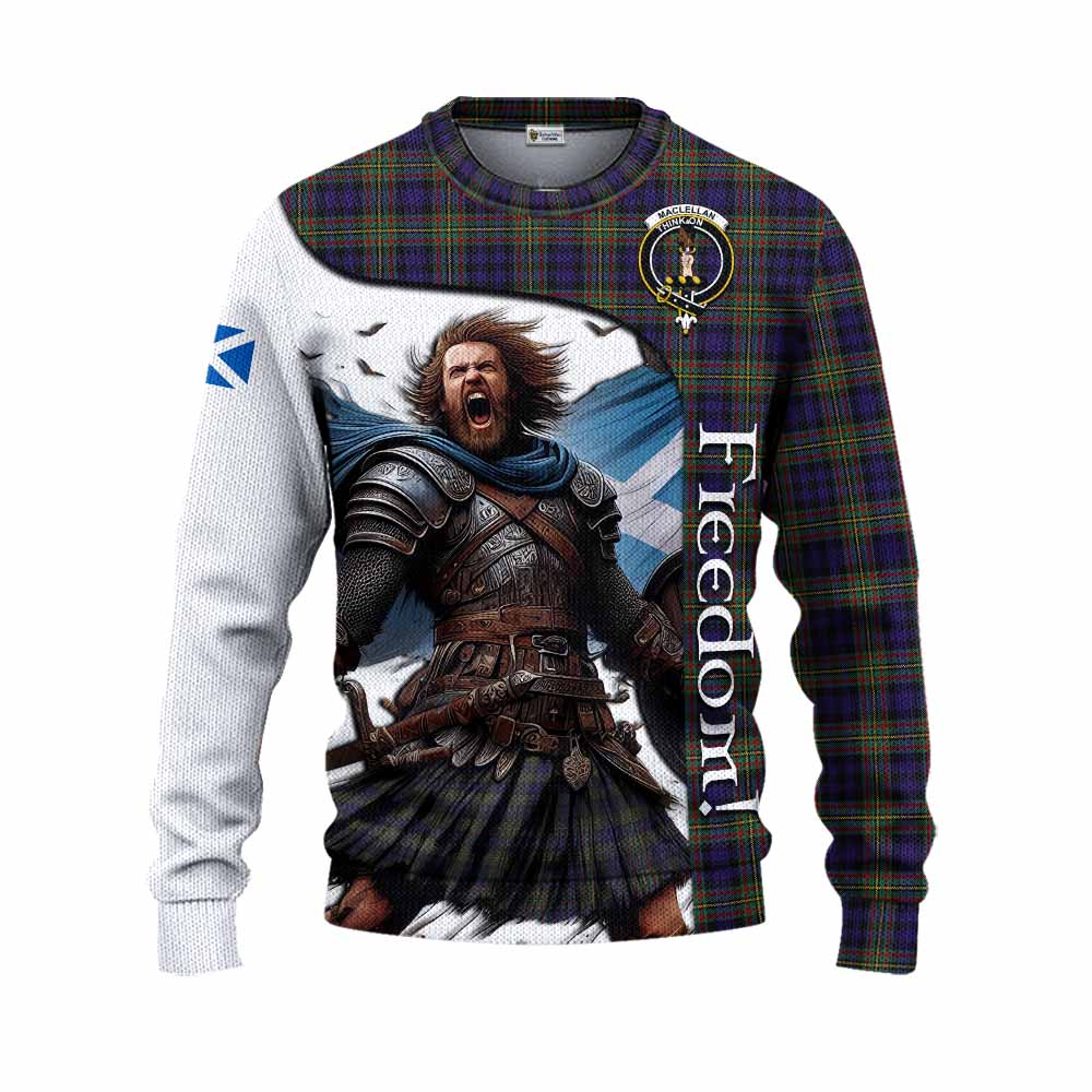 Tartan Vibes Clothing MacLellan (McLellan) Crest Tartan Knitted Sweater Inspired by the Freedom of Scottish Warrior