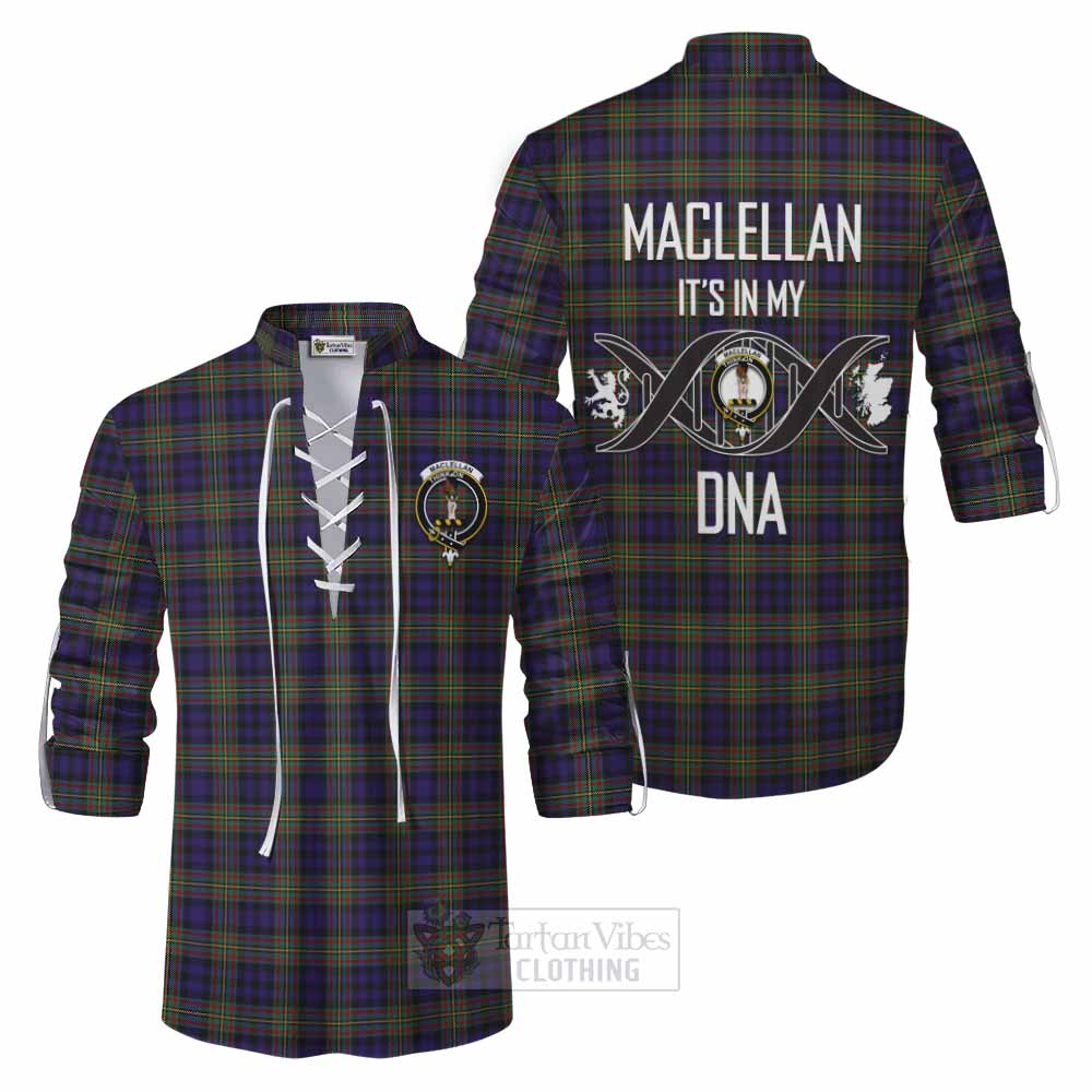 Tartan Vibes Clothing MacLellan (McLellan) Tartan Ghillie Kilt Shirt with Family Crest DNA In Me Style