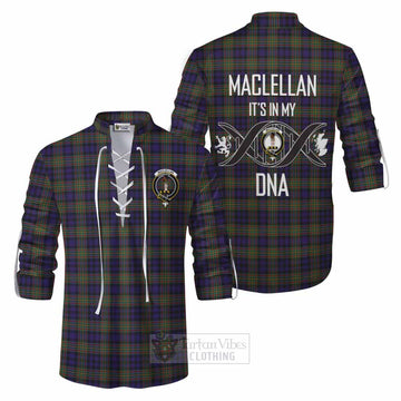 Tartan Vibes Clothing MacLellan (McLellan) Tartan Ghillie Kilt Shirt with Family Crest DNA In Me Style