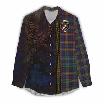 MacLellan (McLellan) Tartan Family Crest Women's Casual Shirt Alba Gu Brath Be Brave Lion Ancient Style