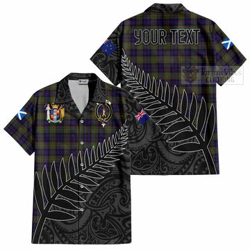 MacLellan (McLellan) Crest Tartan Hawaiian Shirt with New Zealand Silver Fern Half Style