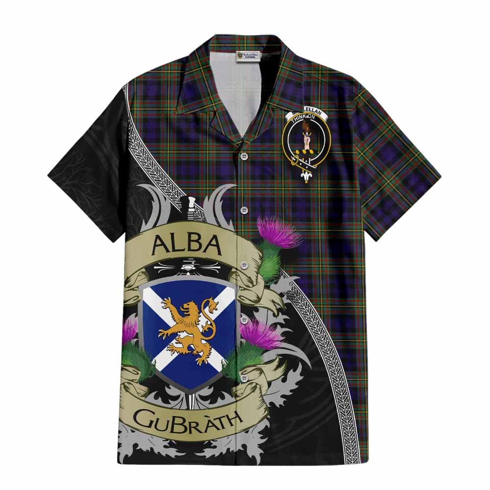 Tartan Vibes Clothing MacLellan (McLellan) Tartan Family Crest Short Sleeve Button Shirt Lion Rampant Royal Thistle Shield Celtic Inspired