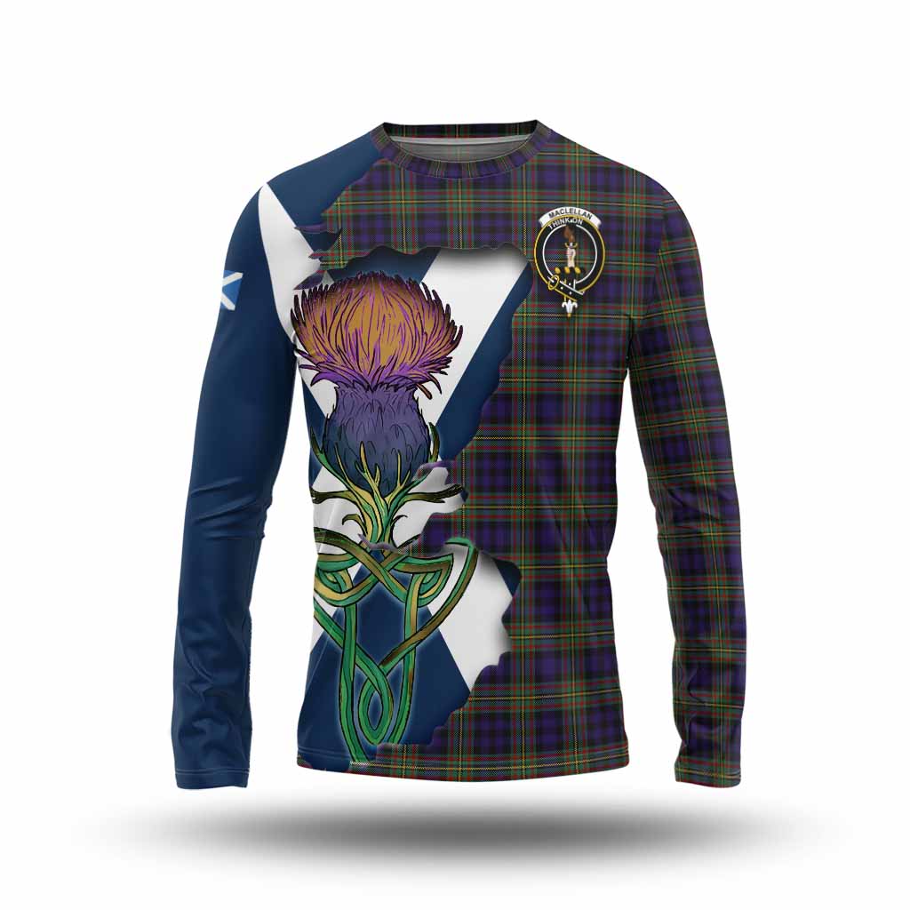 Tartan Vibes Clothing MacLellan (McLellan) Tartan Family Crest Long Sleeve T-Shirt Scottish Thistle Celtic Inspired