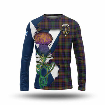 Tartan Vibes Clothing MacLellan (McLellan) Tartan Family Crest Long Sleeve T-Shirt Scottish Thistle Celtic Inspired
