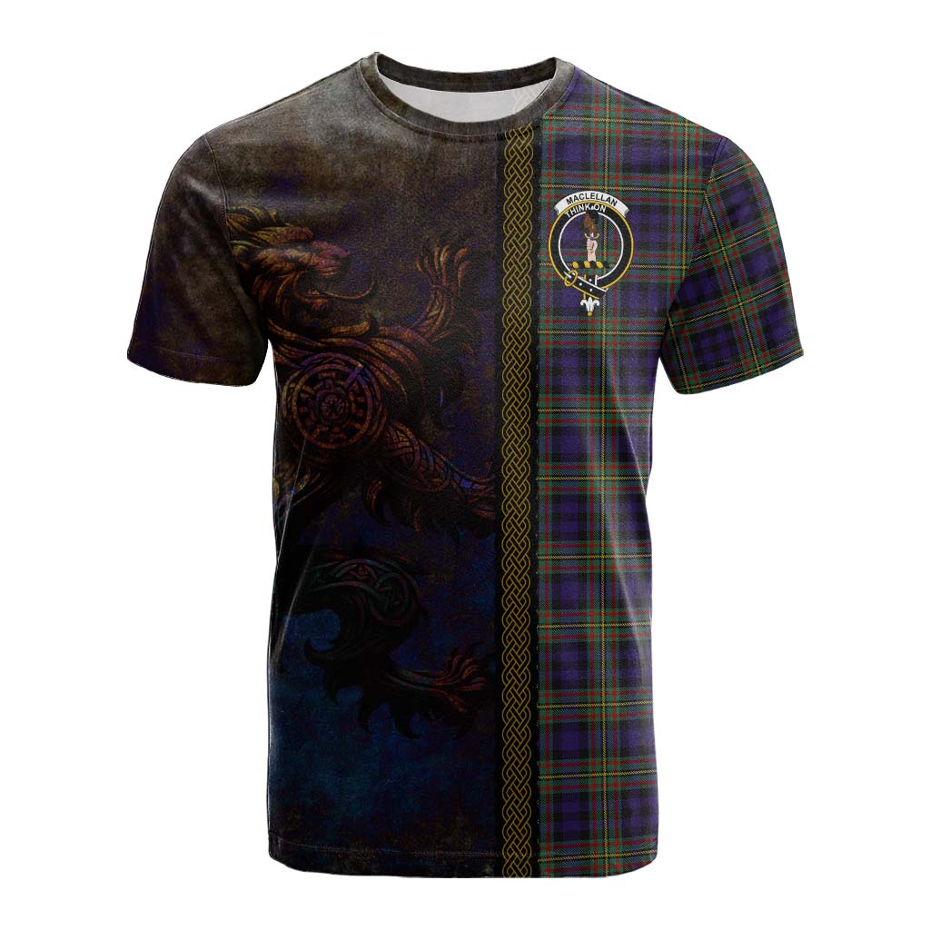 Tartan Vibes Clothing MacLellan (McLellan) Tartan Family Crest Cotton T-shirt Alba Gu Brath Be Brave Lion Ancient Style