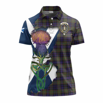 MacLellan (McLellan) Tartan Family Crest Women's Polo Shirt Scottish Thistle Celtic Inspired
