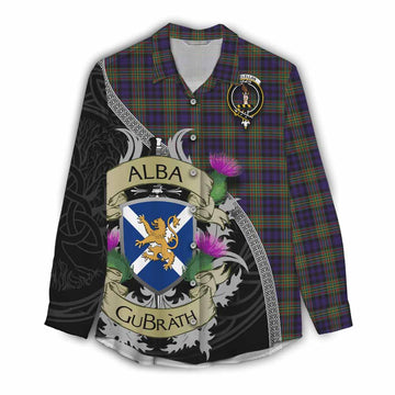 MacLellan (McLellan) Tartan Family Crest Women's Casual Shirt Lion Rampant Royal Thistle Shield Celtic Inspired