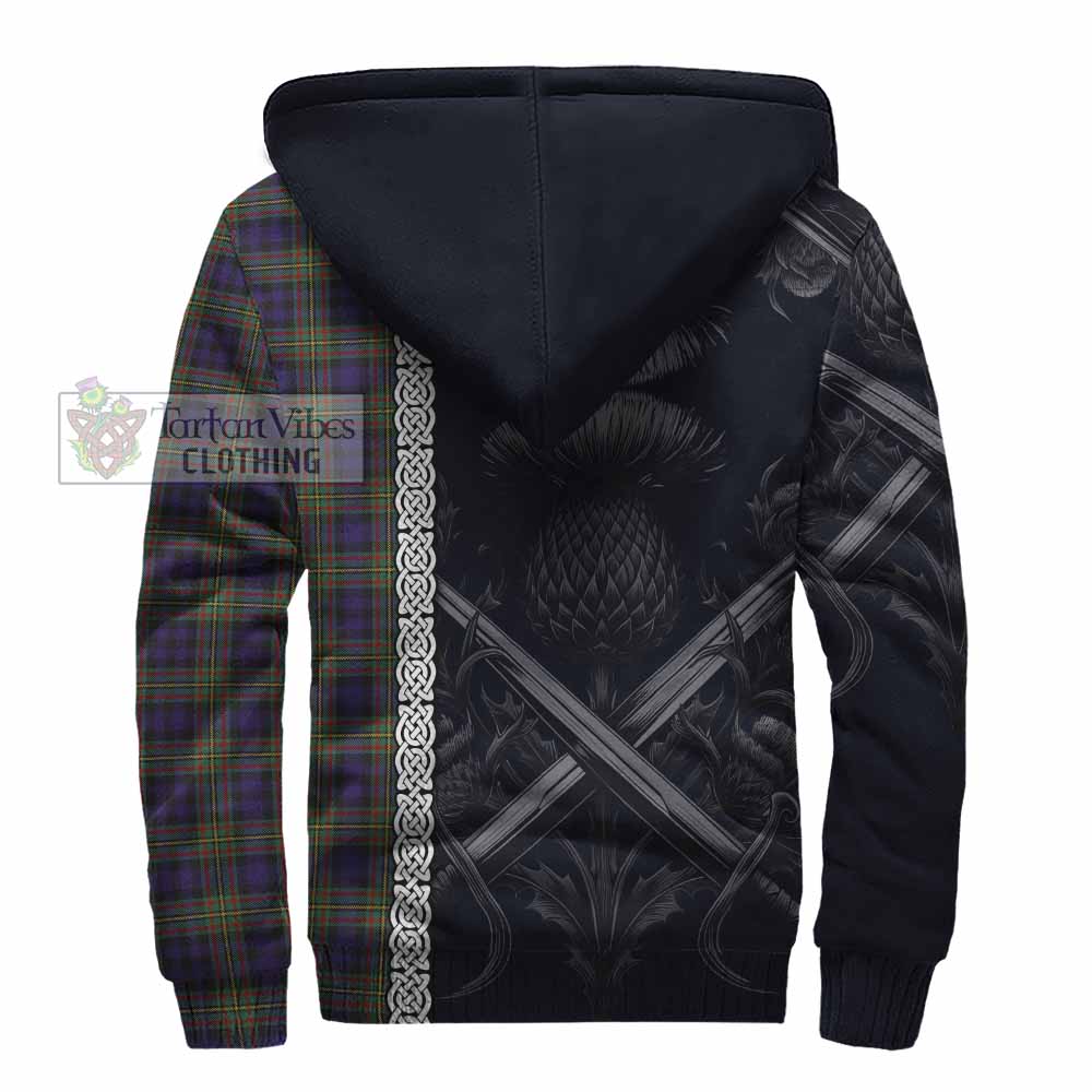 Tartan Vibes Clothing MacLellan (McLellan) Tartan Sherpa Hoodie with Family Crest Cross Sword Thistle Celtic Vibes