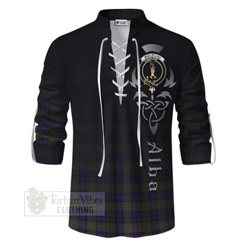 Tartan Vibes Clothing MacLellan (McLellan) Tartan Ghillie Kilt Shirt Featuring Alba Gu Brath Family Crest Celtic Inspired