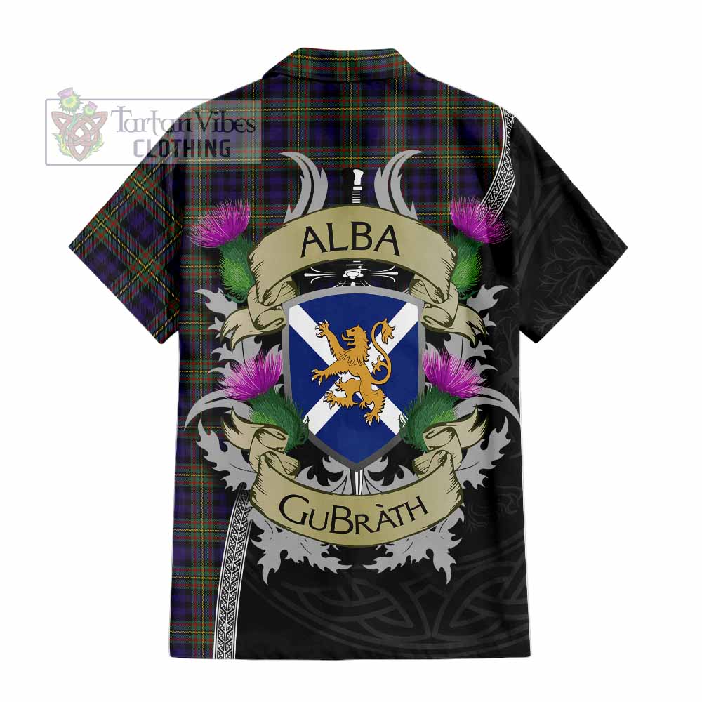 Tartan Vibes Clothing MacLellan (McLellan) Tartan Family Crest Short Sleeve Button Shirt Lion Rampant Royal Thistle Shield Celtic Inspired