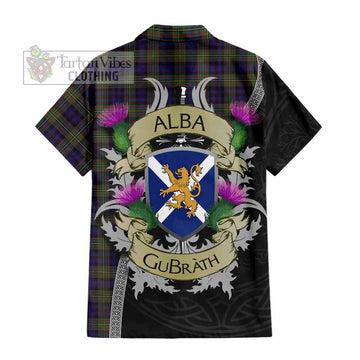 Tartan Vibes Clothing MacLellan (McLellan) Tartan Family Crest Short Sleeve Button Shirt Lion Rampant Royal Thistle Shield Celtic Inspired